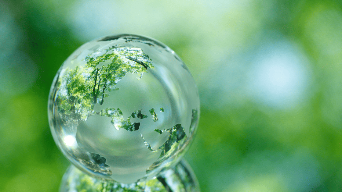 光合成による二酸化炭素削減とクリーンな地球環境のイメージ